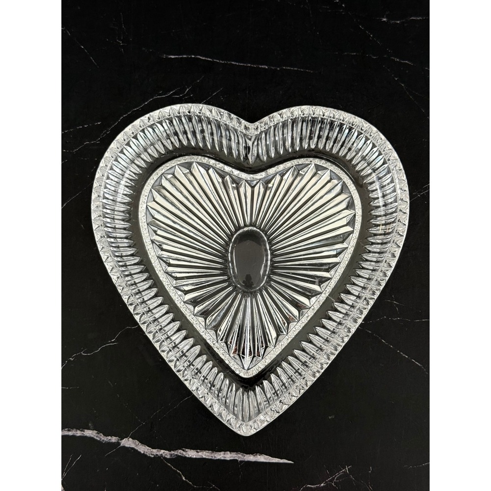 Crystal Legends Heart Shaped 6.75in Trinket Dish Plate Tray